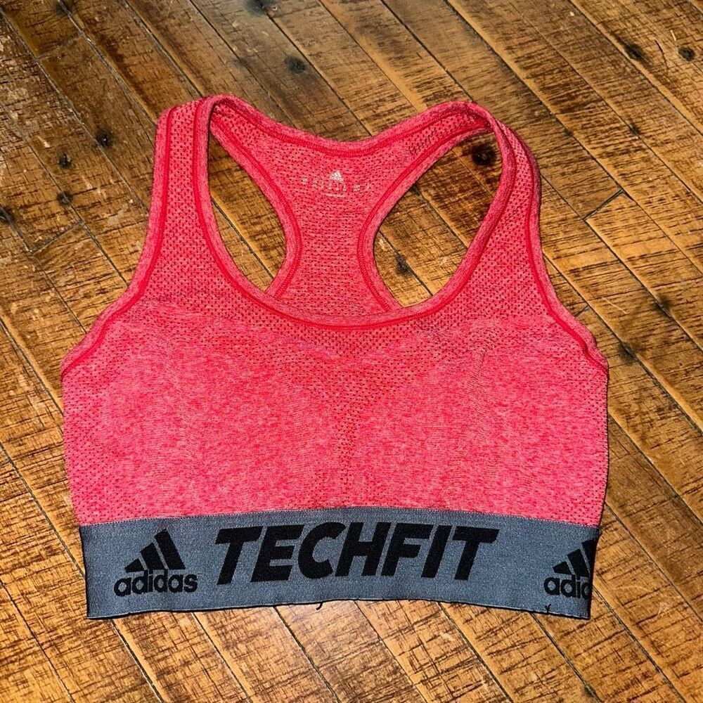 Adidas arch fit heathered red & gray M Athleisure sports bra